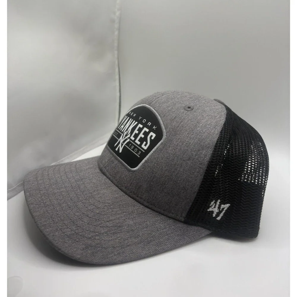 ’47 Brand New York Yankees Gray/Black Trucker Mesh Adjustable Snapback Hat